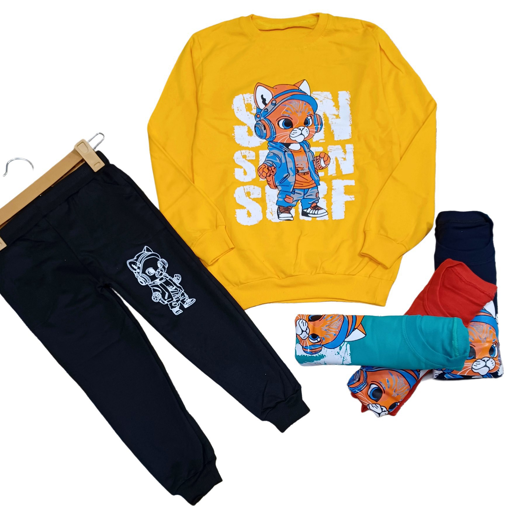 بلوز شلوار پسرانه پنبه چاپ زول عمده (بسته 4 تایی)