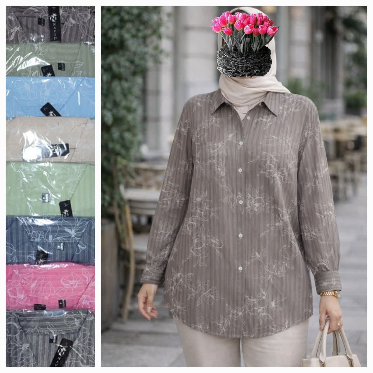 شومیز مانتویی زنانه طرح دار عمده 4 تایی