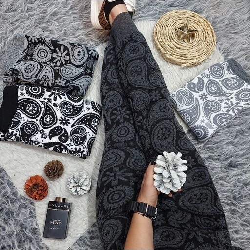 شلوار زنانه بافت طرح دار عمده  (بسته6تایی)