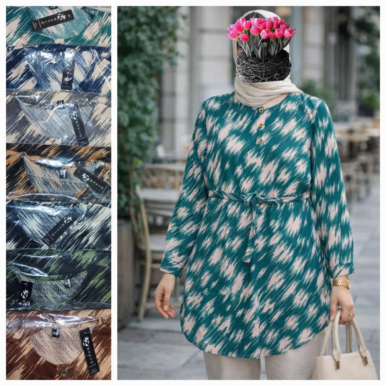 تونیک زنانه 3 دکمه کرپ دبل عمده 4 تایی