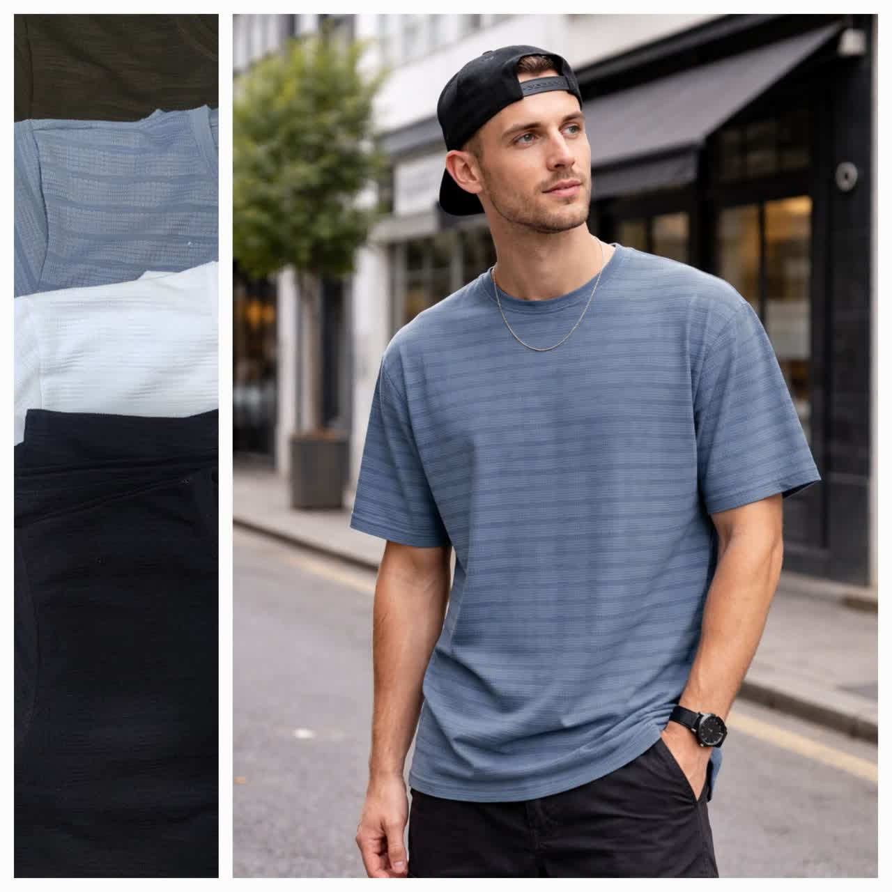 تیشرت بیسکویتی مردانه راه راه عمده(بسته 3تایی)