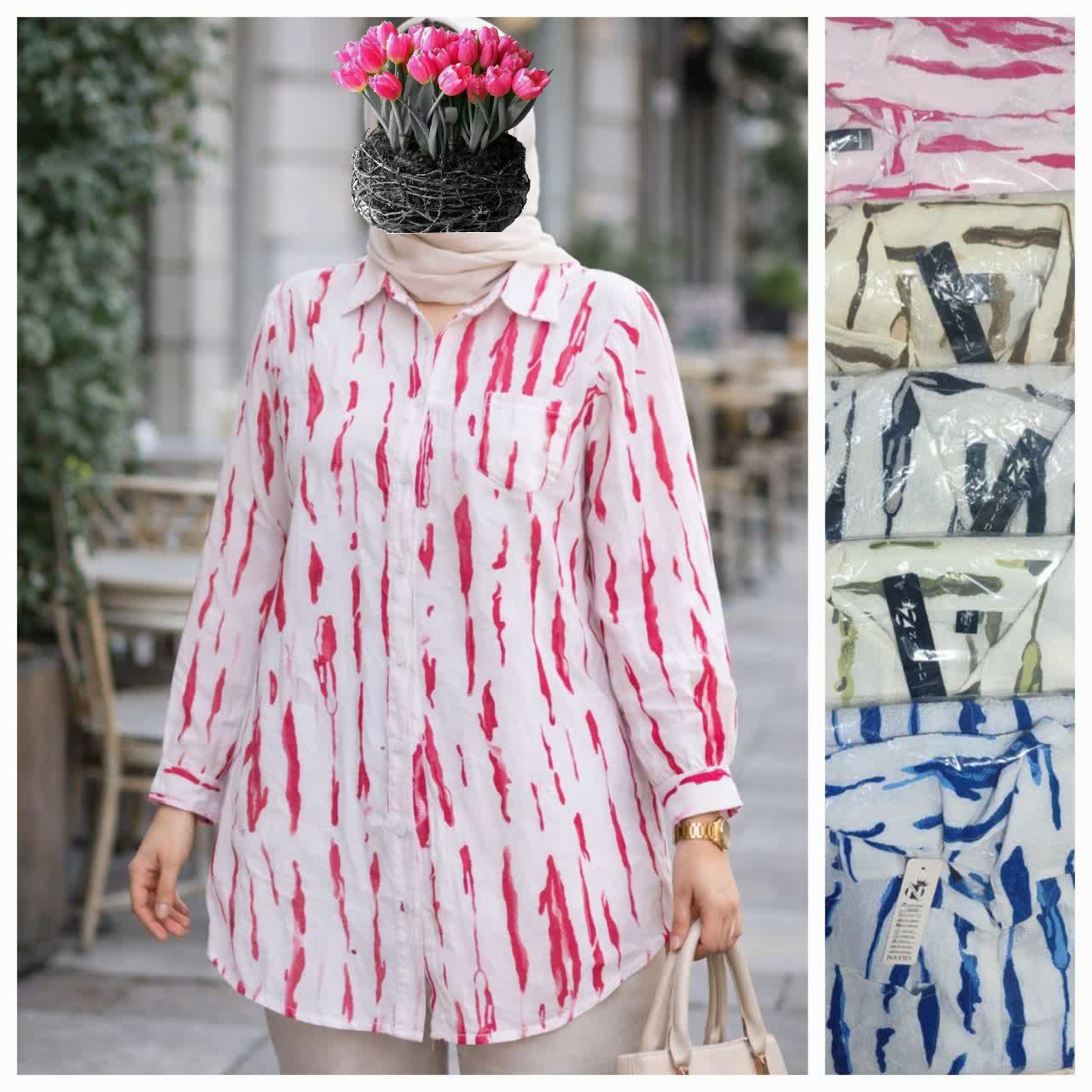 مانتو زنانه راه راه جیب دار عمده 4 تایی