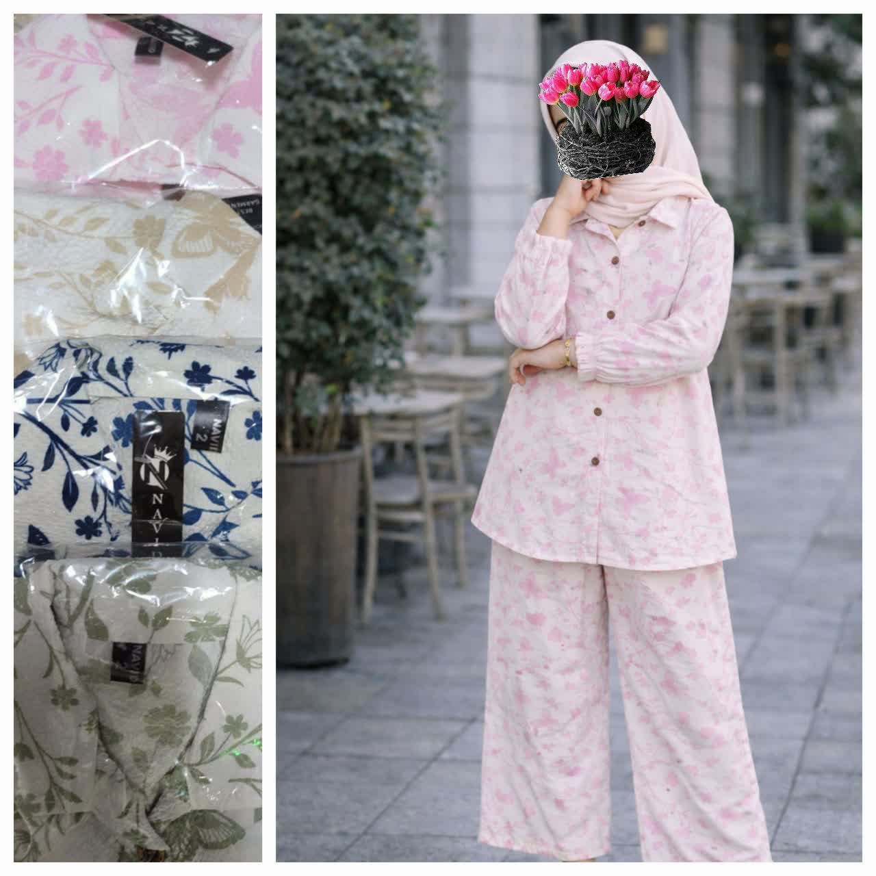 مانتو شلوار دخترانه پروانه ای عمده 3 تایی