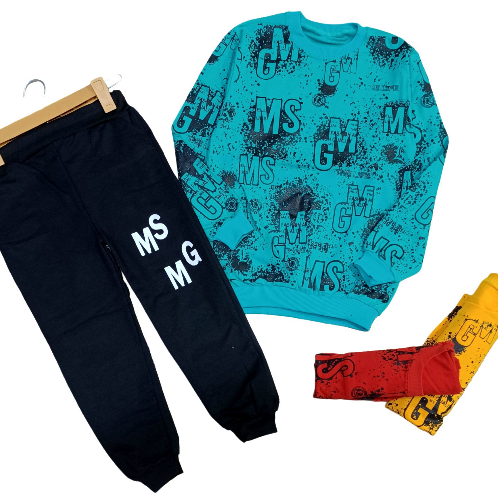 بلوز شلوار پسرانه پنبه تمام چاپ عمده (بسته 4تایی)