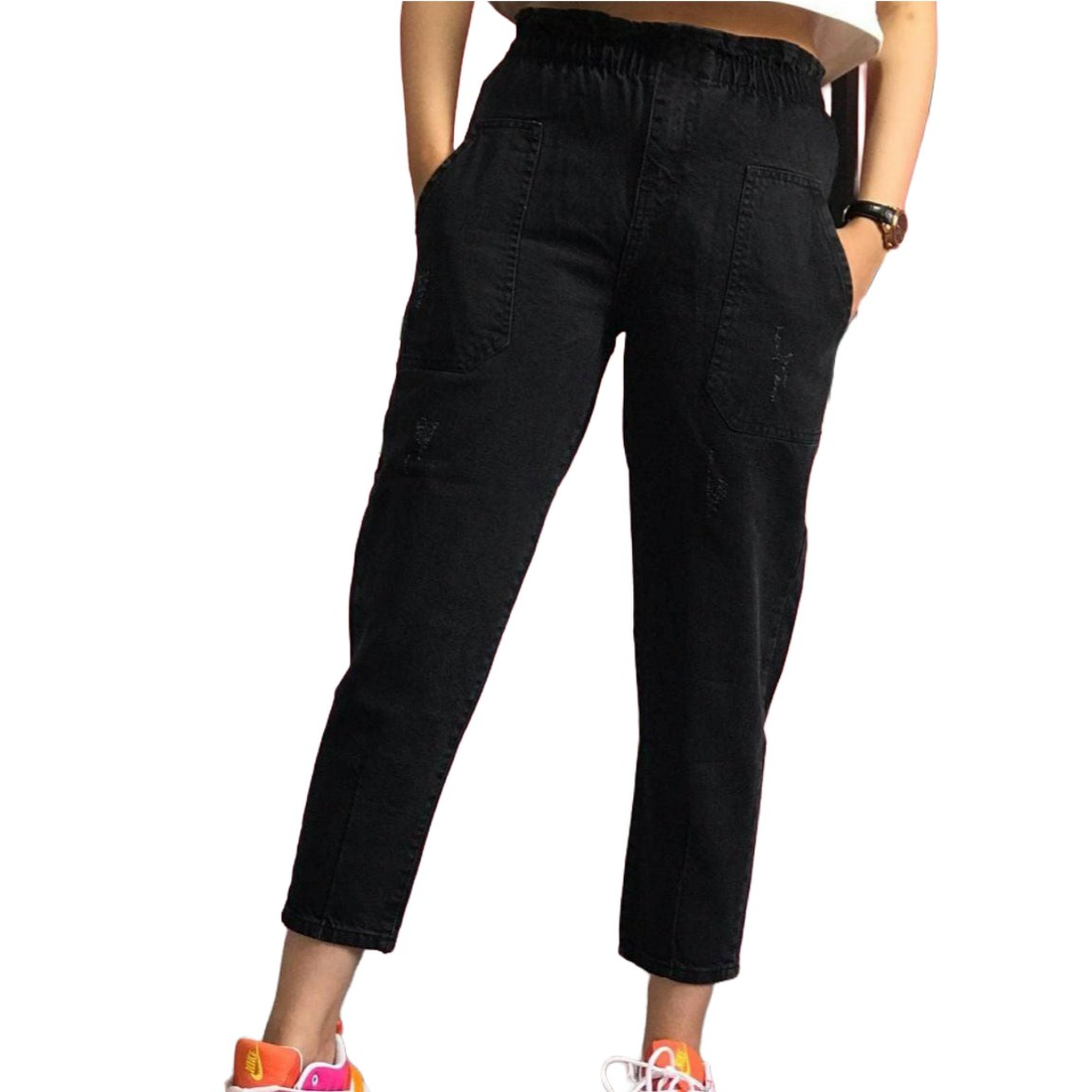 شلوار زنانه طرح لی مام استایل زغالی عمده (بسته6تایی)